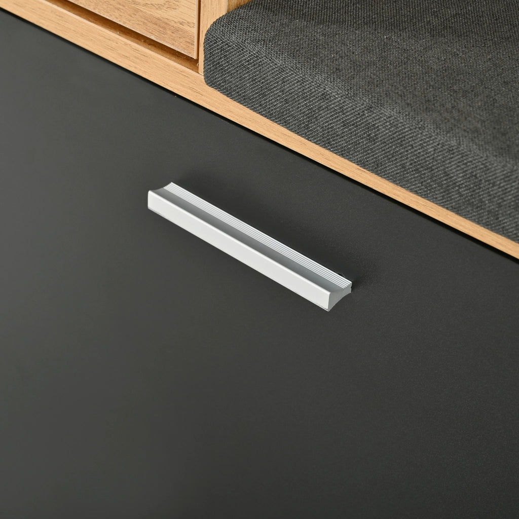 GUARDAROBA Ingresso con Specchio Panchina e Scarpiera LED 120x32x178 cm Nero Naturale
