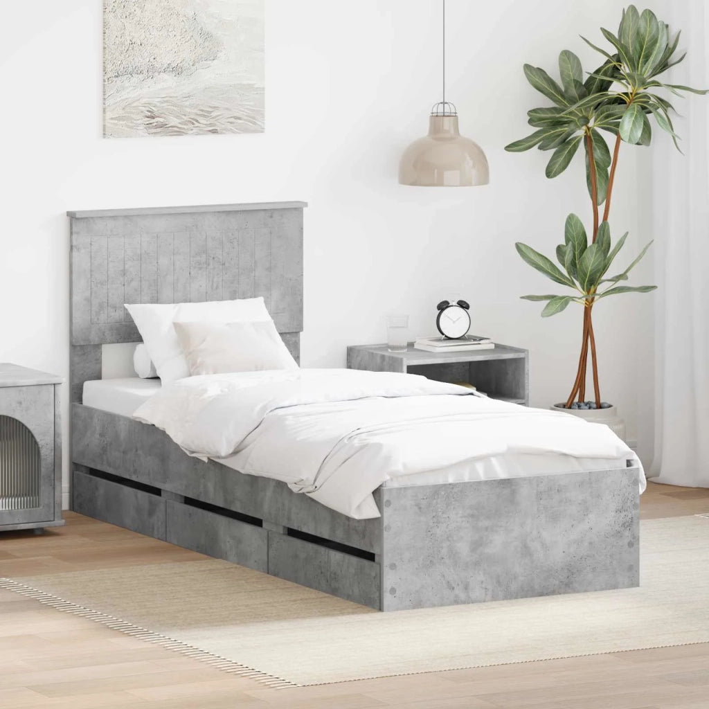 Struttura del letto con cassetto Grigio cemento 75 x 190 cm 3410759