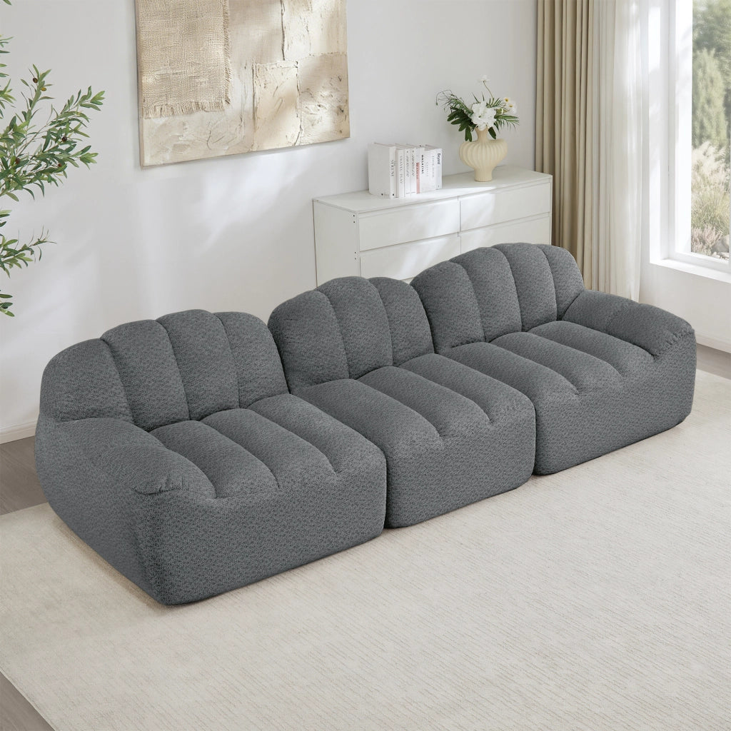 Divano modulare 3 posti - Zephmum - Design boneless in schiuma ad alta densit¨¤ 32D, seduta profonda, tessuto morbido, Grigio