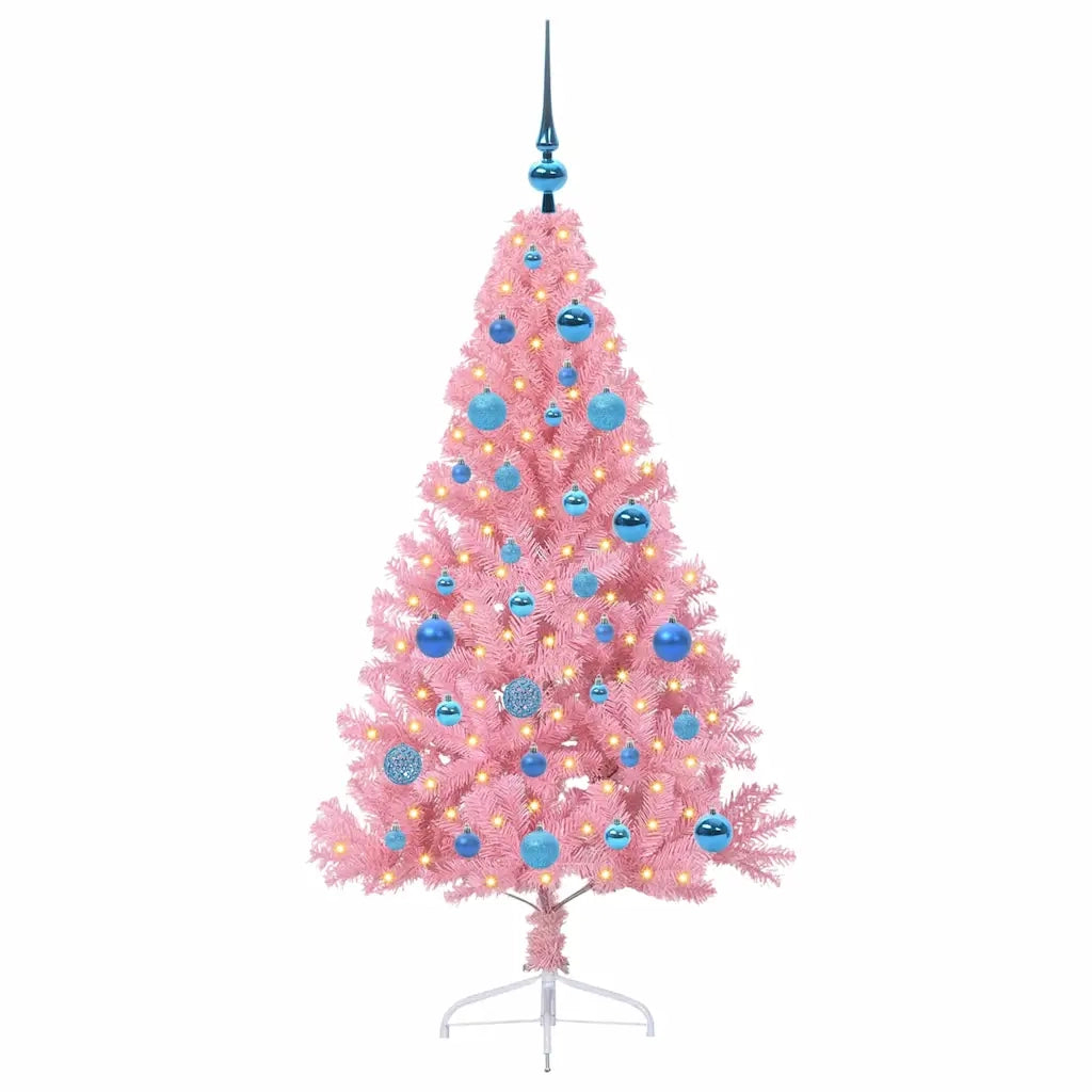 Albero di Natale | Decorazioni natalizie artificiale con luci integrate Rosa 150 cm PVC