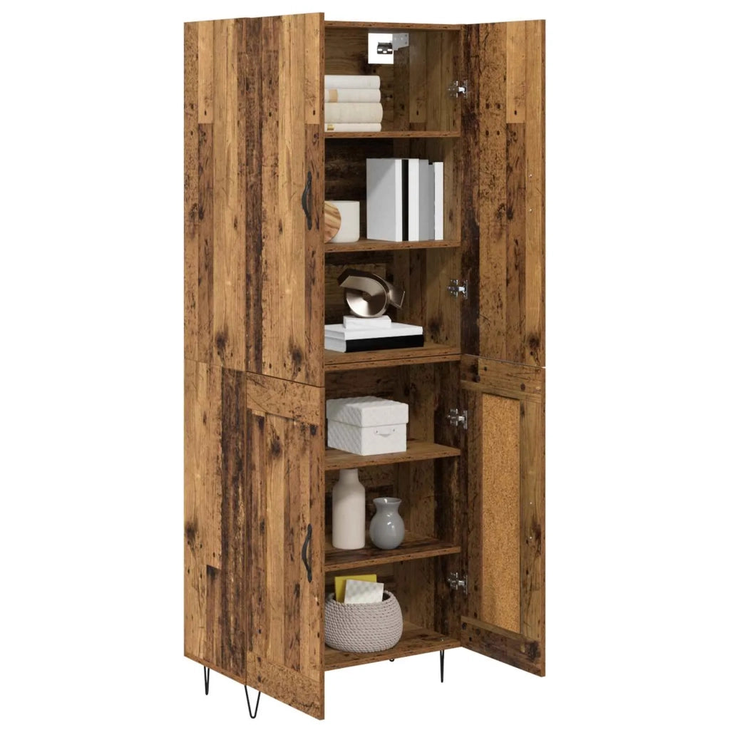 Credenza 2 pz-Set di 2 Buffet-Armadio da cucina Legno vecchio Legno ingegnerizzato e vetro 221501