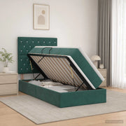 Letto con contenitore LED e materasso Verde Scuro 90 x 200 cm 3460047