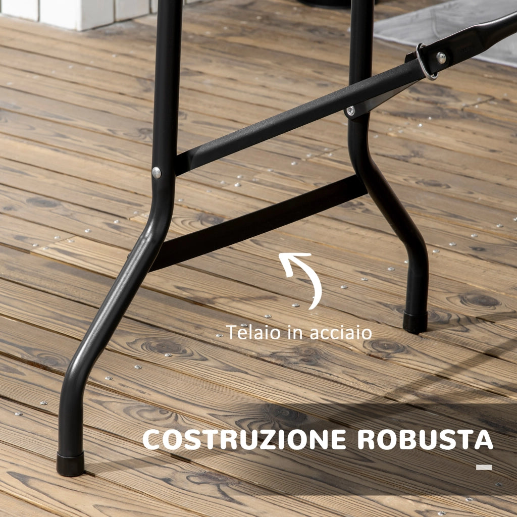 Tavolo da Giardino Pieghevole per 6 Persone in Acciaio e HDPE, 180x75.5x73cm, Grigio Scuro