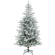 Albero di Natale Innevato Alto 180 cm con 1207 Rami Realistici e Base in Metallo Pieghevole Verde e Bianco