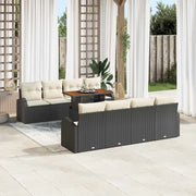 Set Divano da Giardino con archiviazione 9 pcs Nero Poly Rattan 3358294