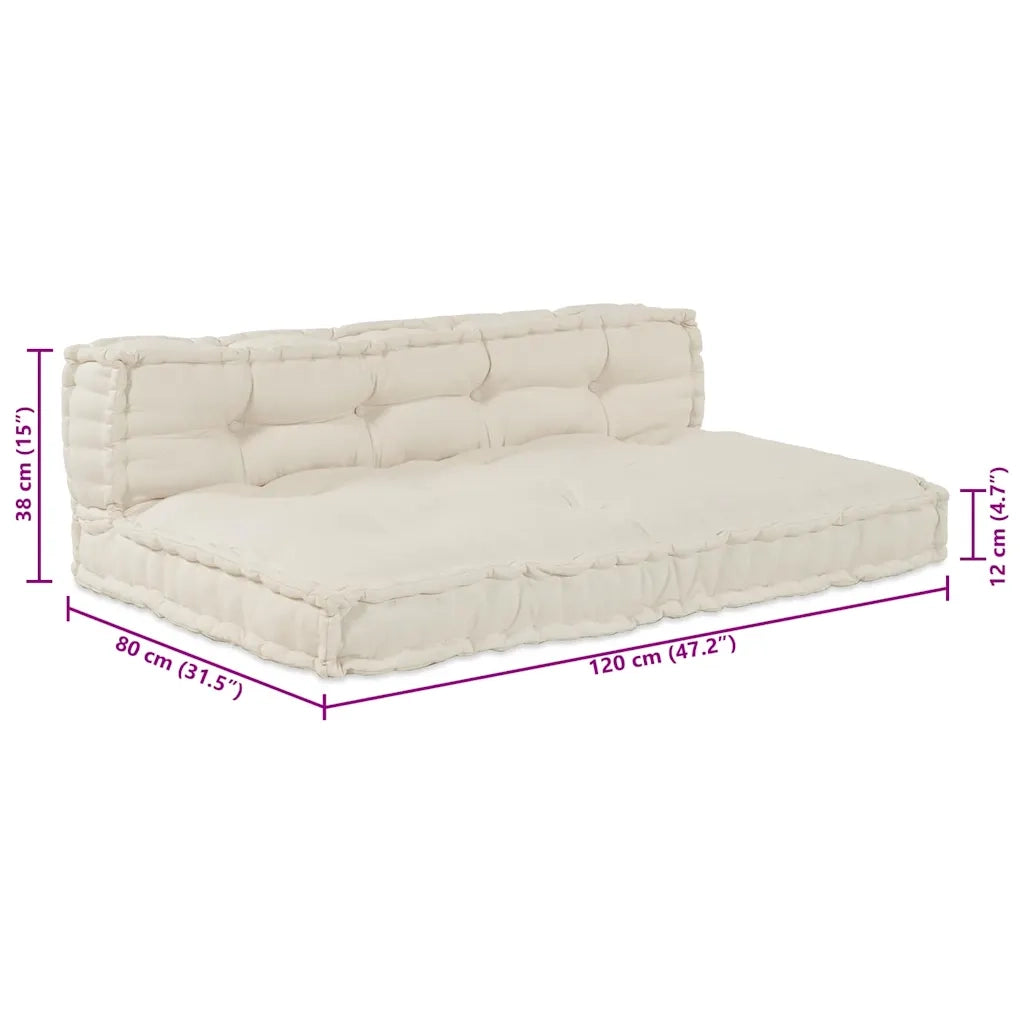 Cuscino per Divano Pallet 2 pcs Crema 120 x 80 x 38 cm Tessuto 4019081