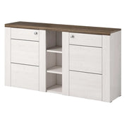 Buffet design 155cm per soggiorno colore bianco effetto legno e quercia collezione SANTIAGO.
