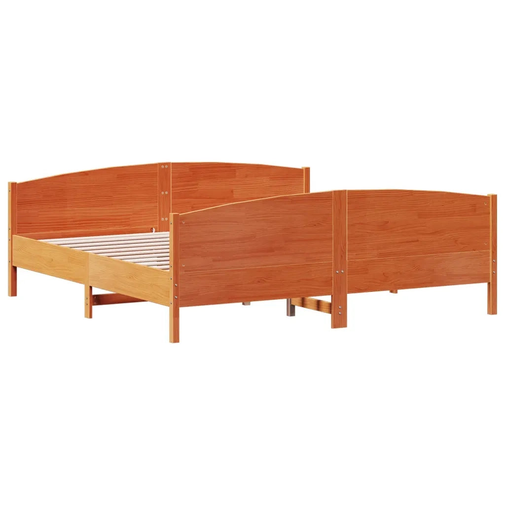 Giroletto senza Materasso-Struttura Letto Marrone Cera 180x200 cm Legno di Pino 425019