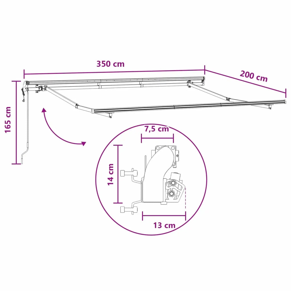 Tenda retrattile Tortora 3,5 x 2 m Tessuto 3425756