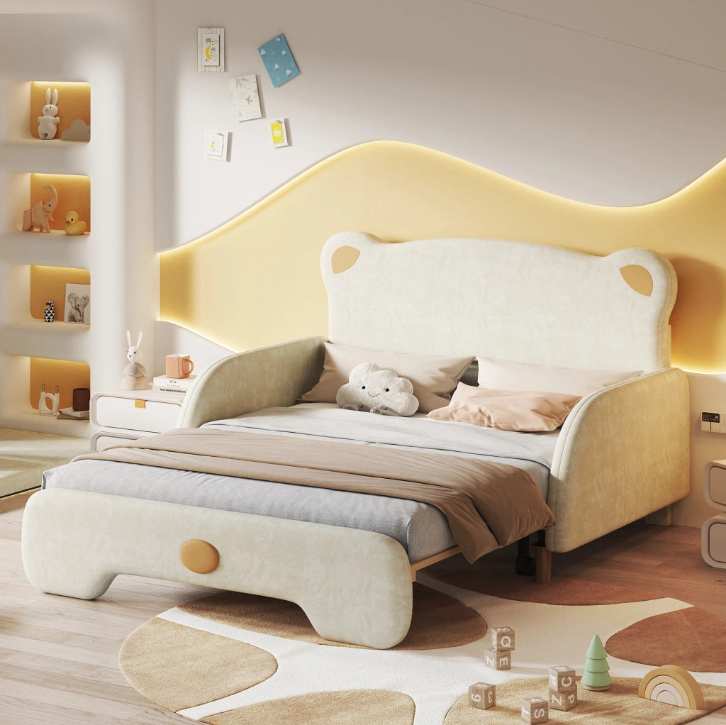 Letto imbottito a forma di orso con sponde morbide e rete a doghe