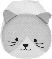 Sacchetto per Lavatrice a Rete da 3 Litri con Cerniera - Materiale Polyester Resistente - Protezione per Intimo e Calze - Disegno Gatto Grigio - Sacchetto per Lavatrice a Rete