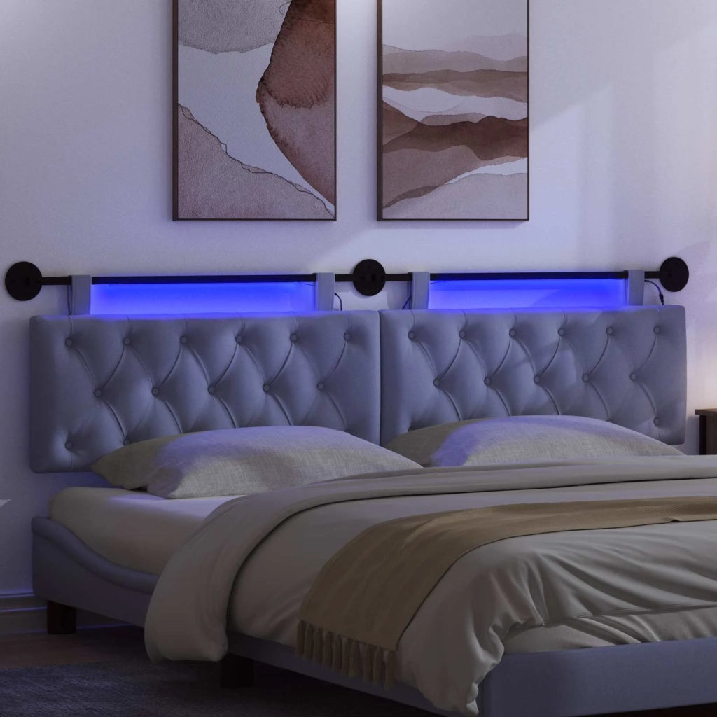 Testiera sospesa Con luce LED Blu jeans Tessuto 3424720