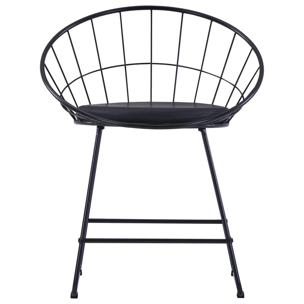 Sedie da Pranzo con Seduta in Similpelle 6 pz Nere in Acciaio 276236