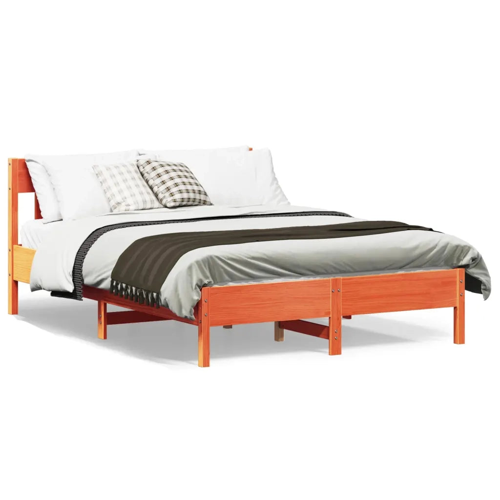 Letto senza Materasso Marrone Cera 140x190 cm in Legno di Pino 842665