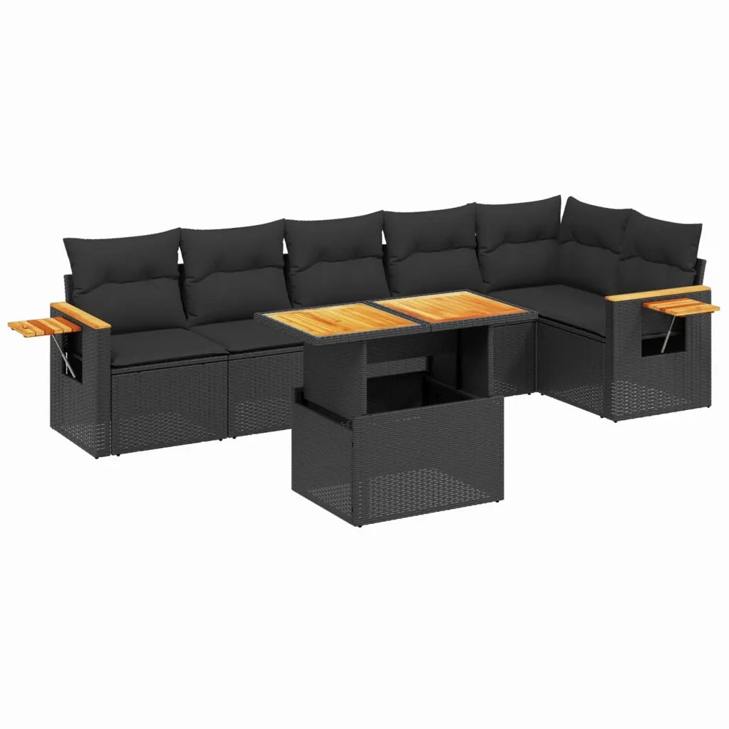 Set Divani da Giardino con Cuscini 7pz Nero Polyrattan 3273526