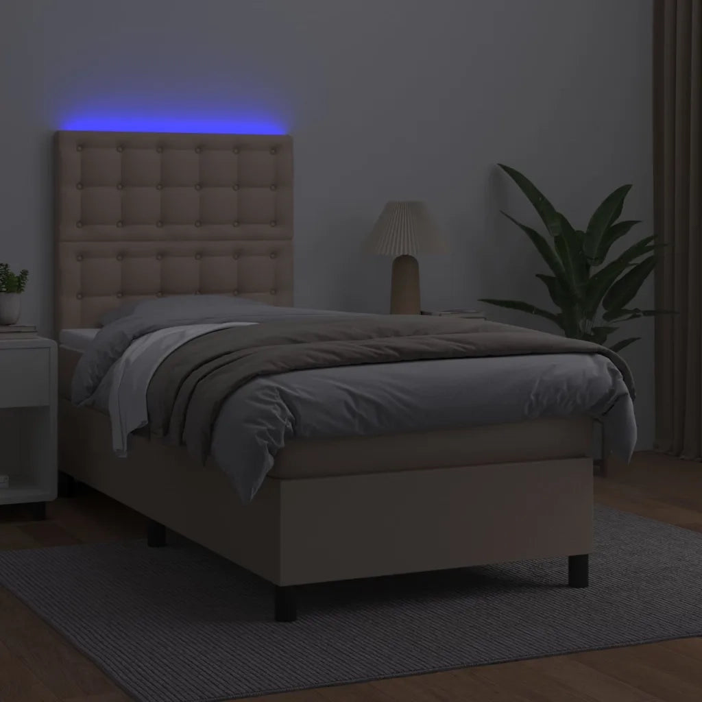 Giroletto Molle Materasso e LED Cappuccino 80x200 cm Similpelle 3135914