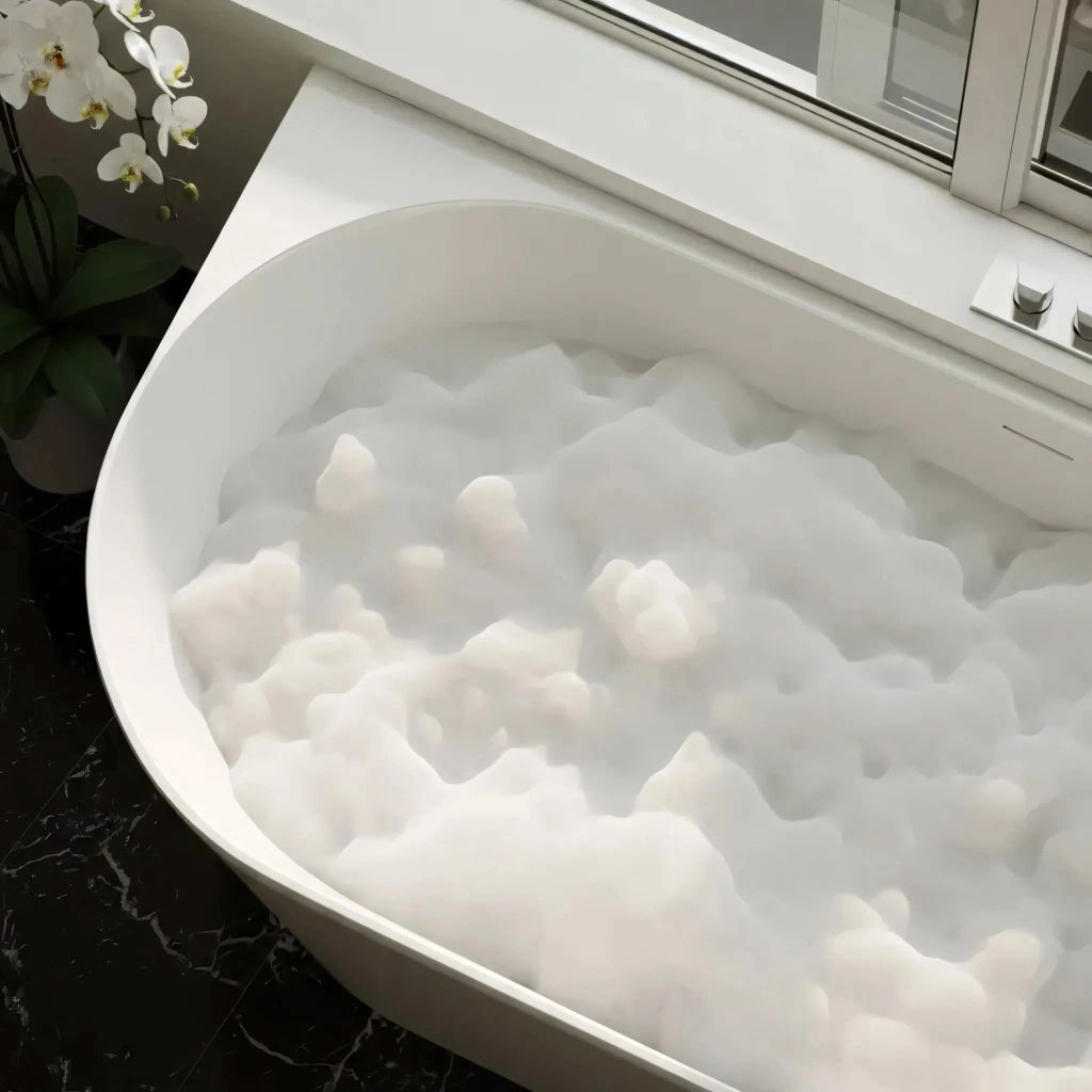 Vasca Da Bagno Angolare In Acrilico Rea Bellanto Slim 150 Right Copritappo bianco