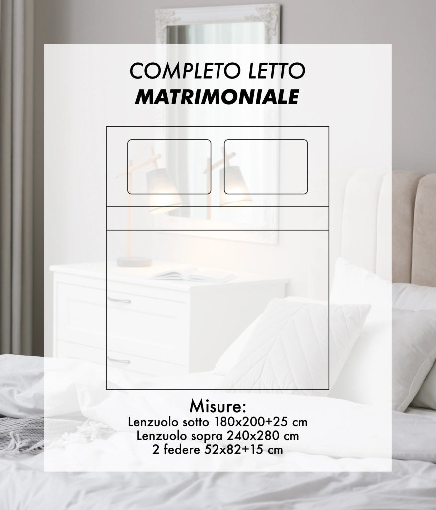 Completo Letto Lenzuola Matrimoniale,100% Cotone, Set letto, Lenzuolo Sopra, Sotto e Federe 2 Piazze Grigio Scuro