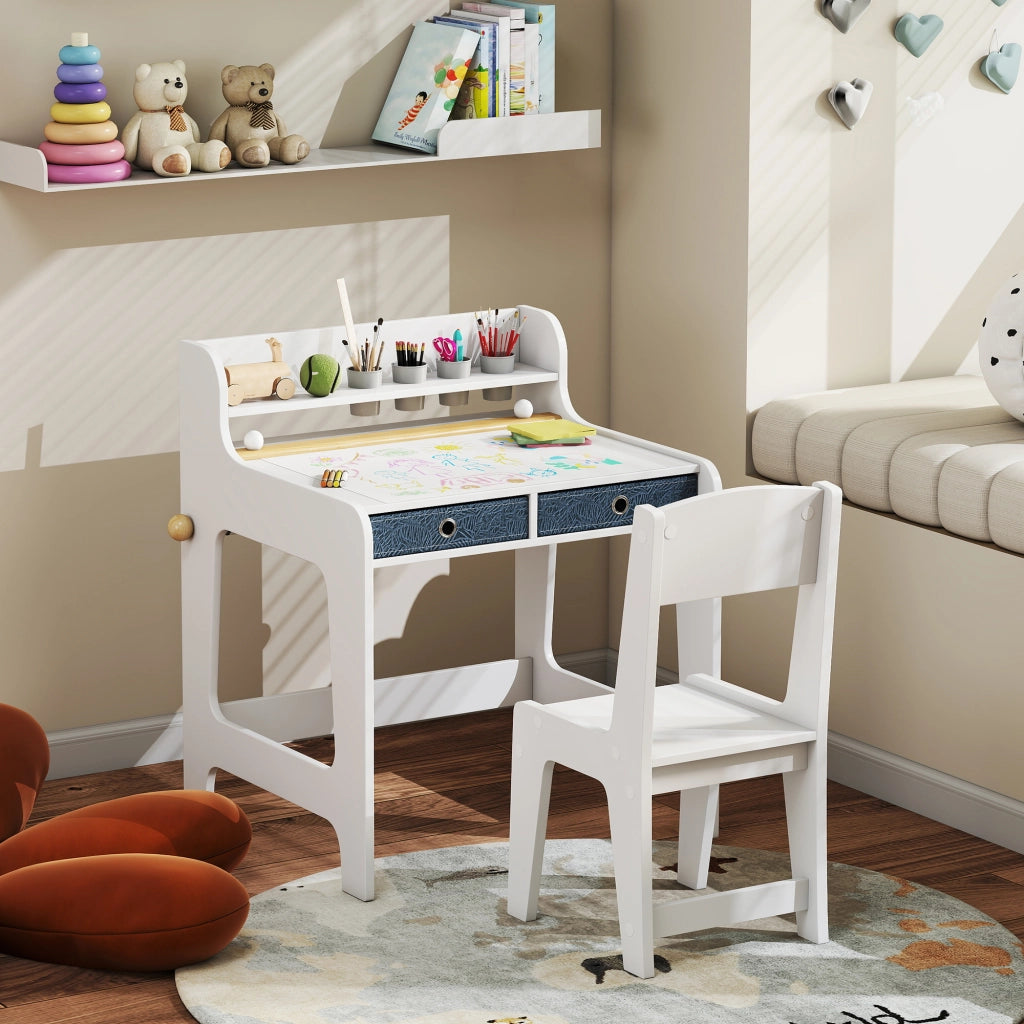 Scrivania bambini con sedia e cassetti ¨C zephmum ¨C 62.8x55.6x73.8 cm
