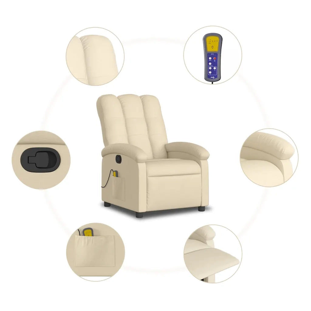 Poltrona reclinabile massaggiante in Tessuto Crema 3205387