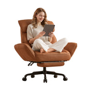 Sedia da ufficio ergonomica - Con corrimano e poggiapiedi - Con braccioli regolabili - Schienale regolabile - Marrone