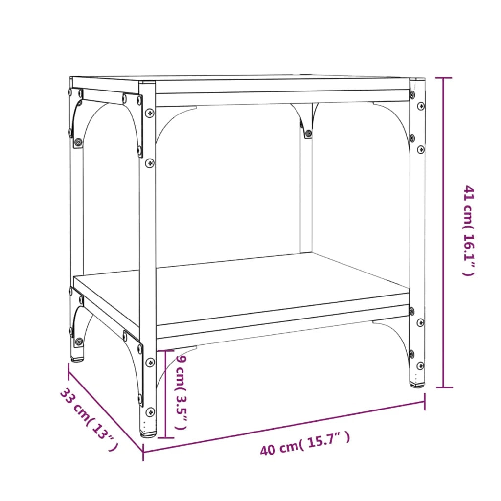 Mobile TV multimediale scaffale TV credenza mobile TV sala da pranzo soggiorno camera da letto 40 x 33 x 41 cm legno ingegnerizzato e acciaio nero 02_0026127
