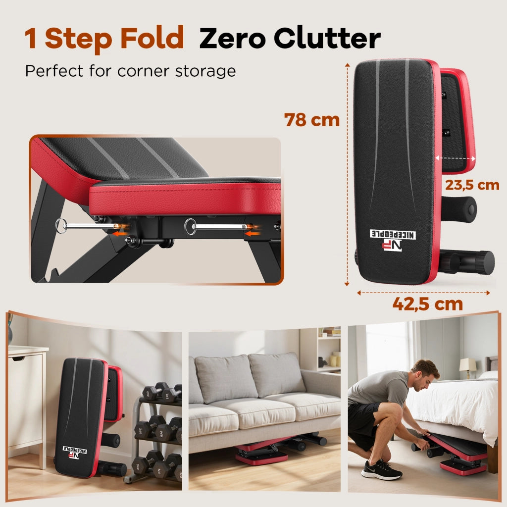 Panca Pesi Regolabile per Palestra Casa ¨C zephmum ¨C 8 Livelli Schienale, 300 kg, Pieghevole