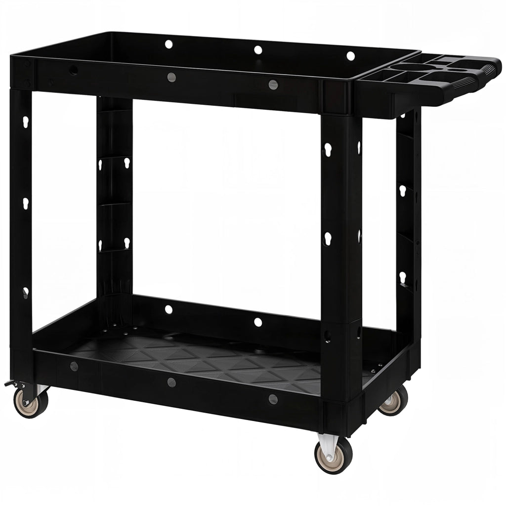Carrello Servante a 2 Livelli con Maniglia Laterale ¨C zephmum ¨C Nero