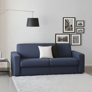 Divano fisso Cianite, Divano a 2 posti Large, Made in Italy, Sofà\  Soggiorno, in tessuto imbottito, con Braccioli slim, cm 180x95h90, Blu