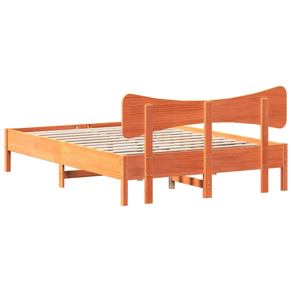 Giroletto senza Materasso-Struttura Letto Marrone Cera 135x190 cm Legno di Pino 447390