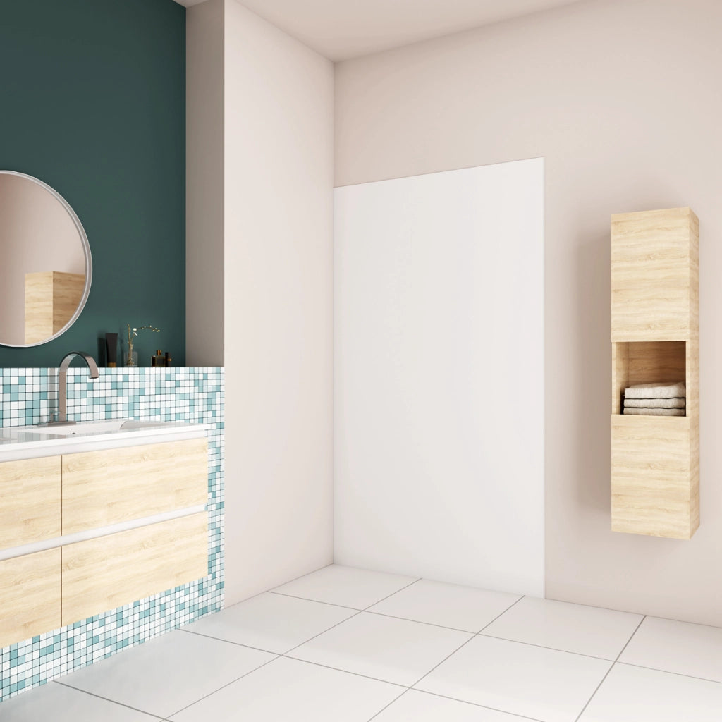 80x210 cm Pannello Doccia Realizzato in Alluminio Spessore 3mm con Profili Finitura Bianco Opaco per Rivestimento Parete Bagno