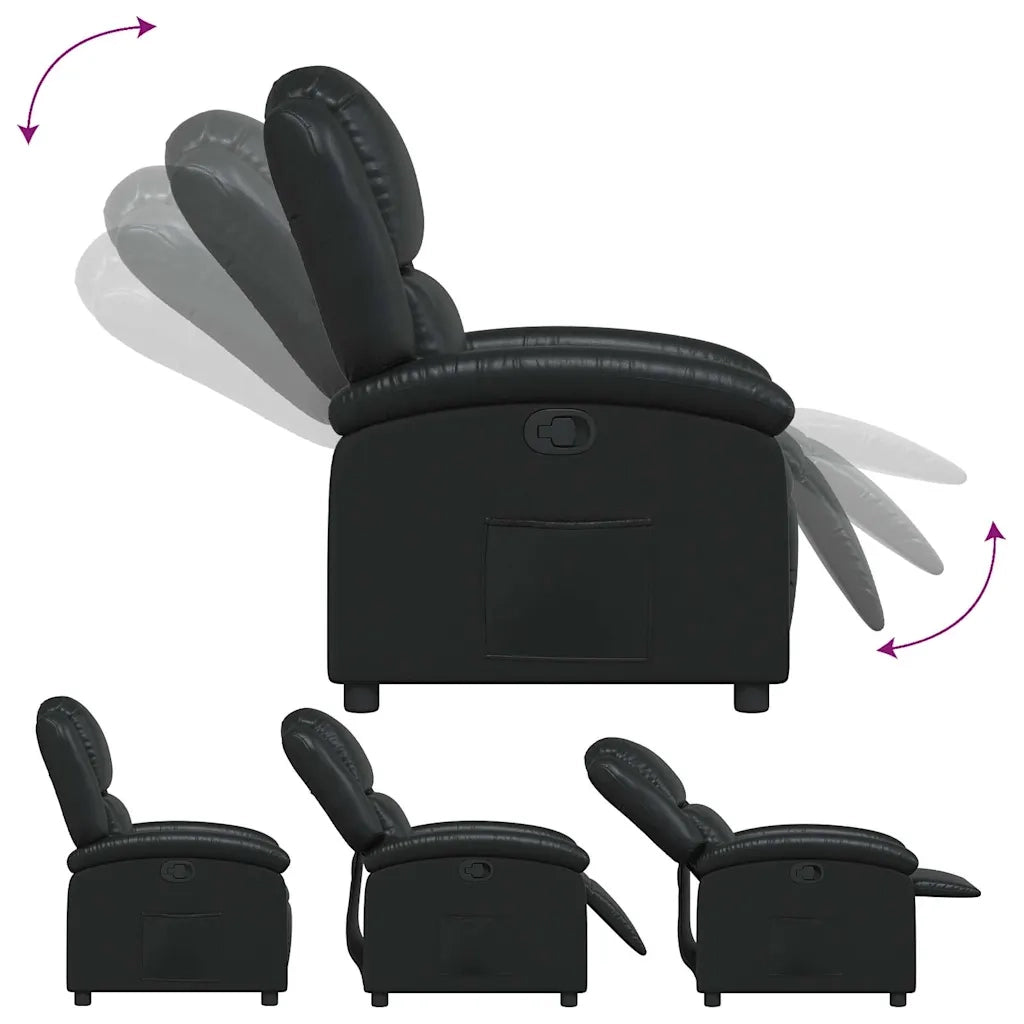 Divano Sedia-Poltrona reclinabile nera in similpelle 939200