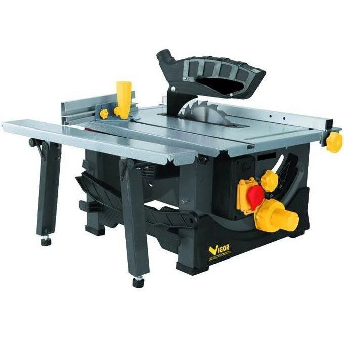 Vigor 9068210 Sega da Banco VSB-1200 1200 W Motore Monofase 220 V Piano di Lavoro 52.5x40 cm Altezza Taglio 90° 48 mm Lama 210 mm colore Nero