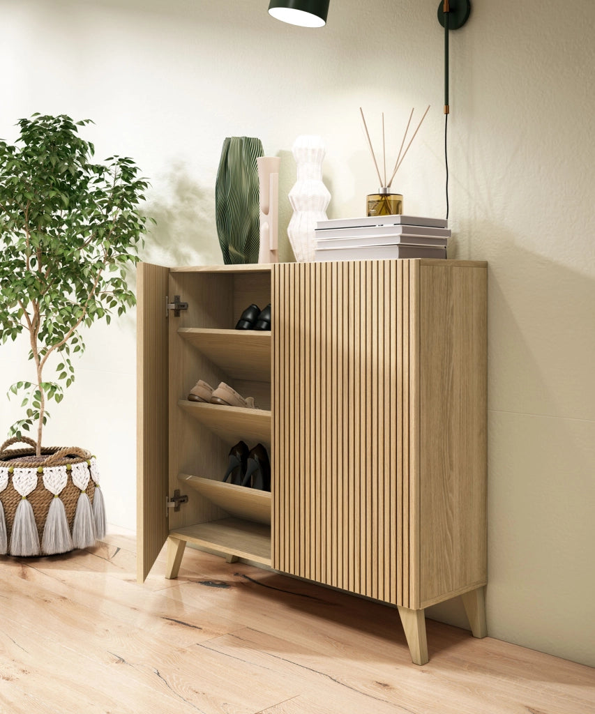 Scarpiera Herdasa effetto rovere dorato ante stampa doghe 90x90x27