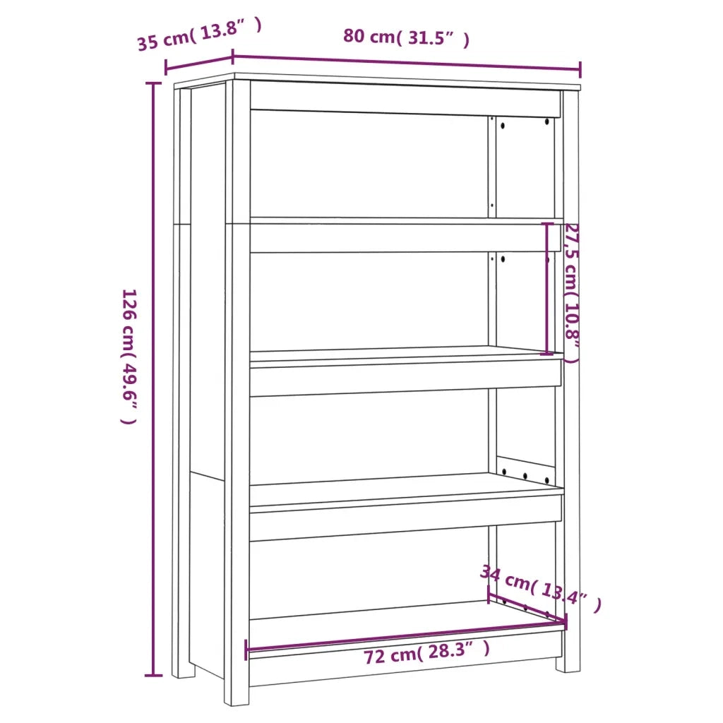 Libreria Marrone ambra 80x35x126 cm in Legno Massello di Pino 821687