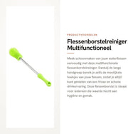 Pulitore per bottiglie con manico lungo in silicone - multifunzionale - girevole - verde - dimensioni 27 cm - set di pennelli per bottiglie