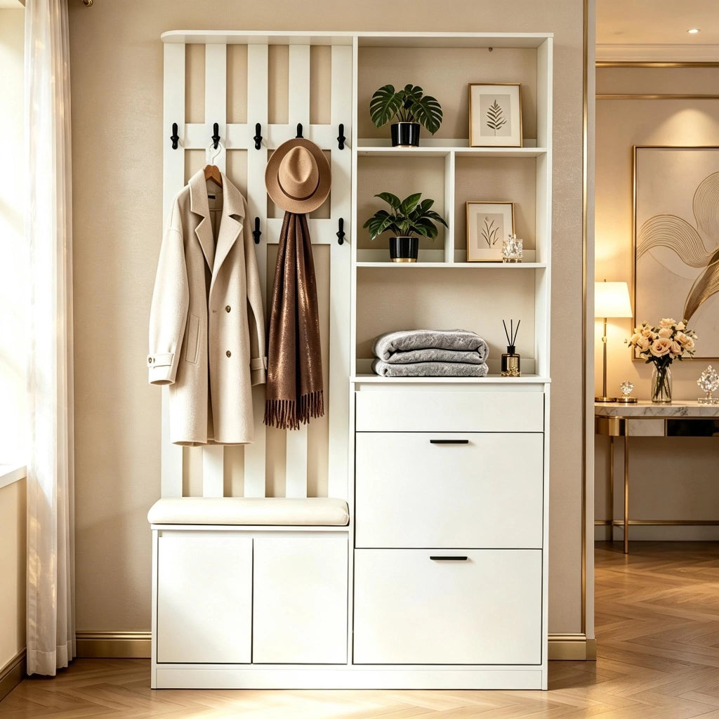 ARMADIO DA INGRESSO 120x30x200 cm in MDF bianco