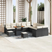 Set Divano da Giardino con cuscino 13 pcs Nero Poly Rattan