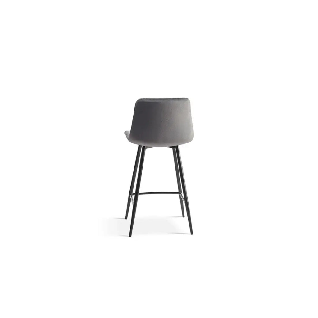 Sedia da bancone JUTE - Velluto color taupe - Gambe in metallo - Altezza 95 cm - Stile contemporaneo