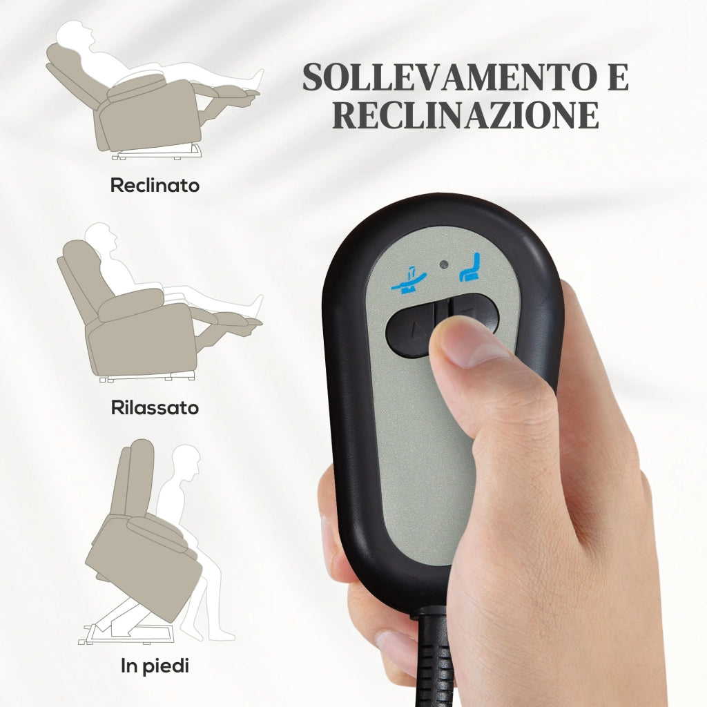 Poltrona Alzapersona Elettrica Reclinabile con Poggiapiedi e Telecomando ¨C Xylo ¨C Beige