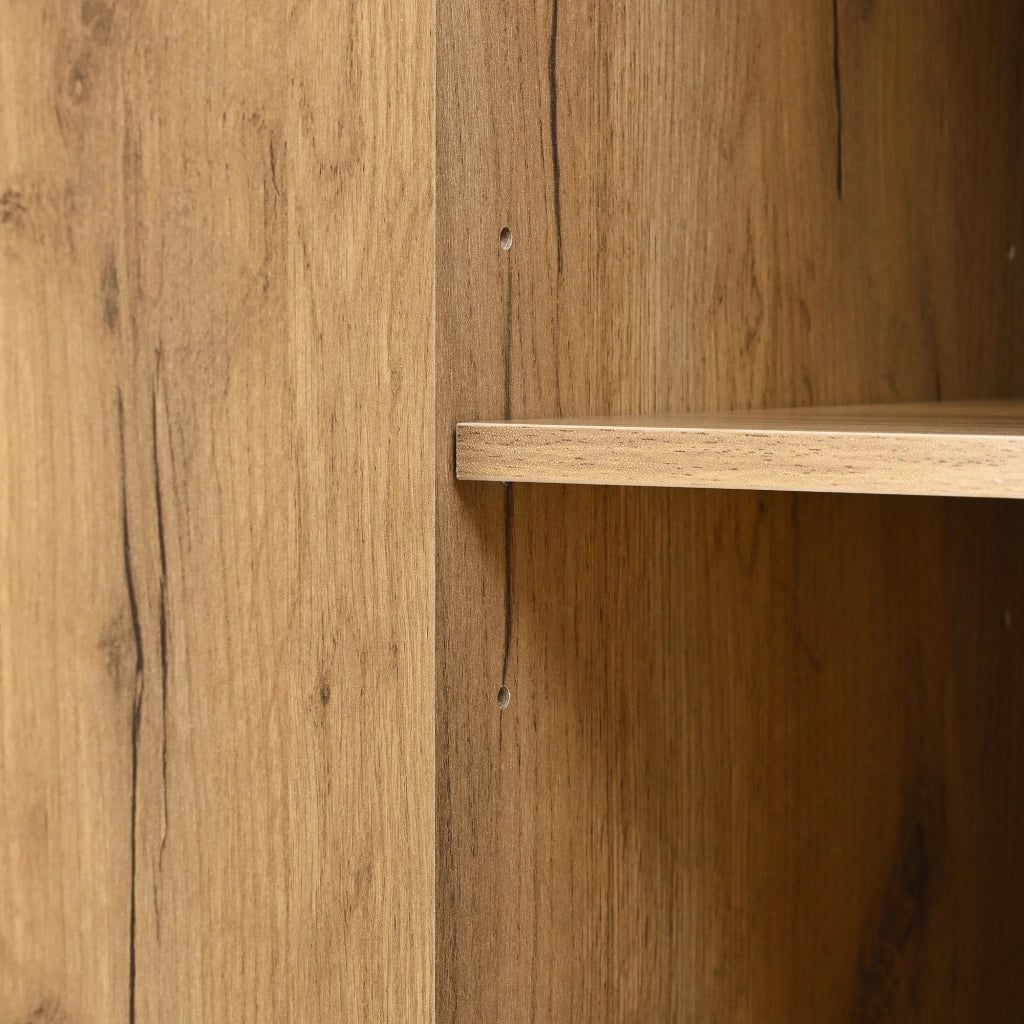 ARMADIO ALTO con specchio e 4 ante 65 x 35 x 190 cm Nero e Naturale
