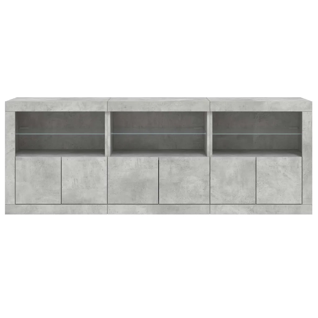 Credenza con Luci LED-Buffet-Armadio da cucina Grigio Cemento 181,5x37x67 cm 618067