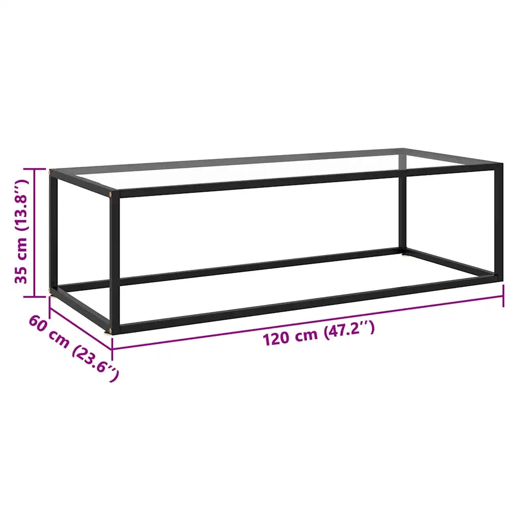 Tavolino da Salotto Nero con Vetro Temperato 120x60x35 cm 322883