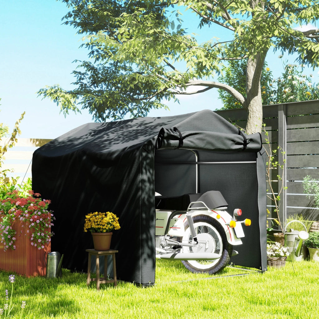Tenda Garage con Ingresso Avvolgibile ¨C Xylo ¨C Metallo Zincato e PE, 220x157x165 cm, Grigio Scuro