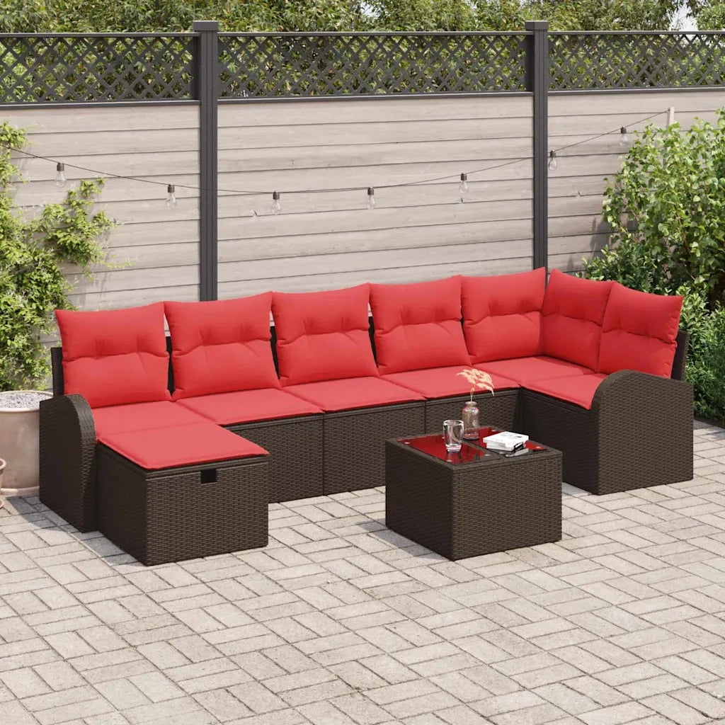 Set Divano da Giardino con cuscino 8 pcs Marrone polyrattan 3360445