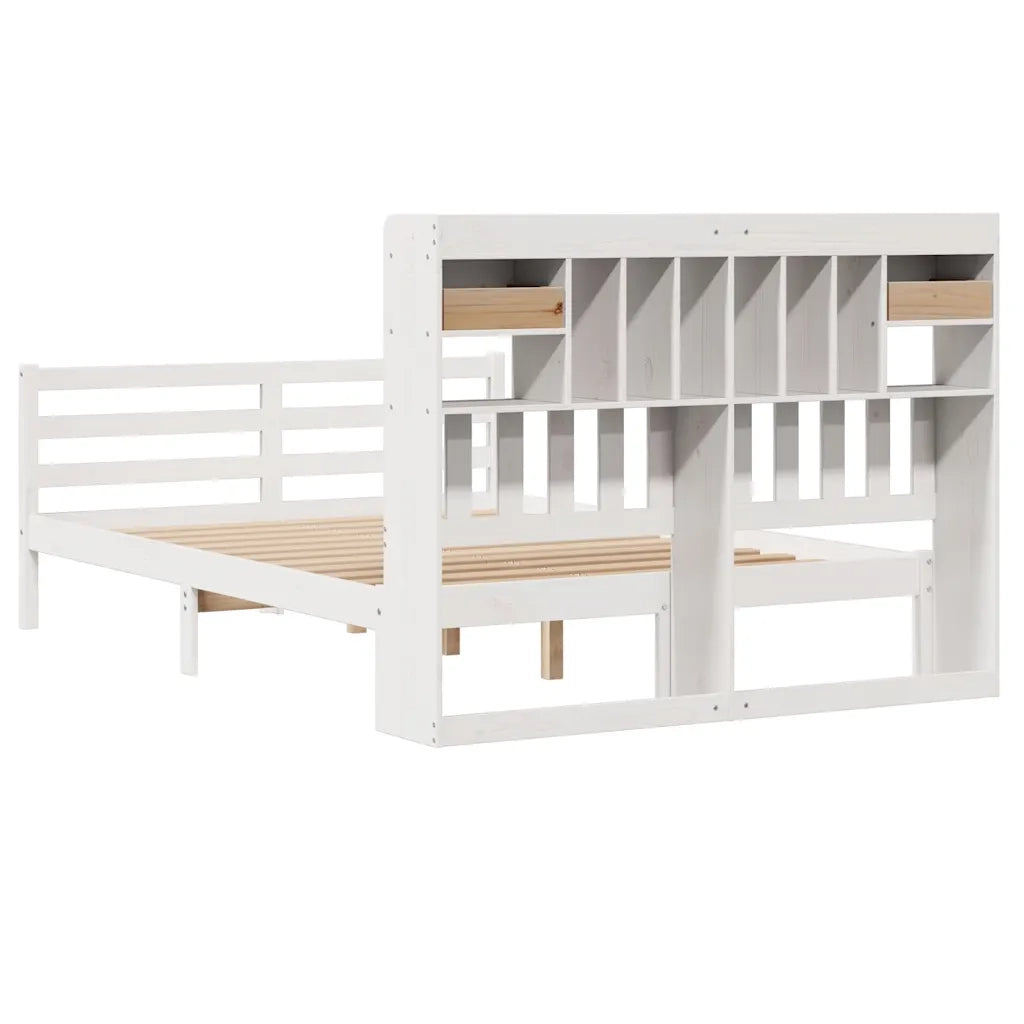 Letto Libreria senza Materasso Bianco 140x200 cm Legno di Pino 3321939