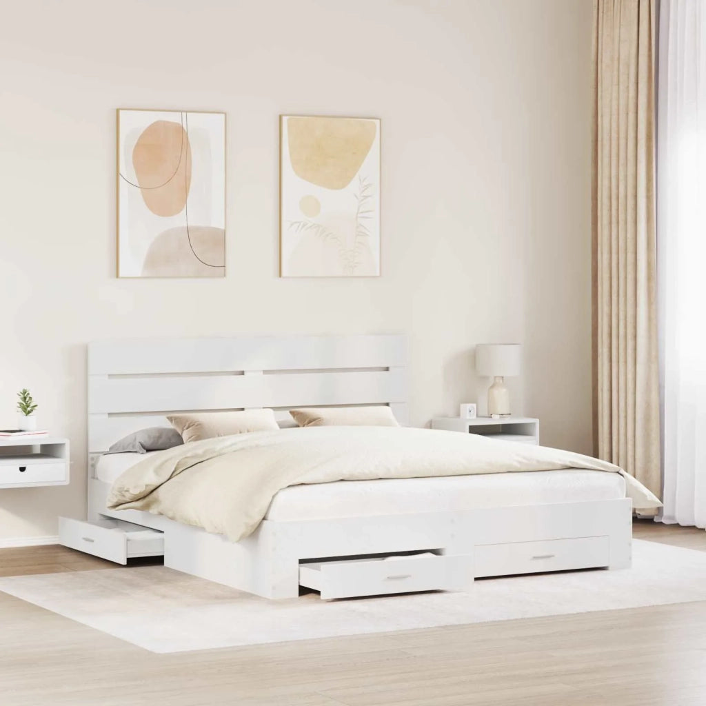 Letto matrimoniale | Letto per adulti | Struttura del letto Bianco 180 x 200 cm Legno multistrato