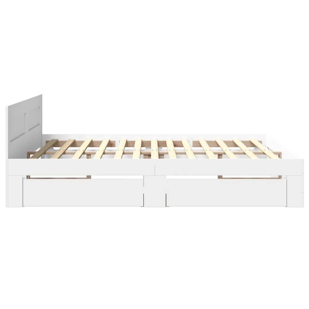 Letto matrimoniale | Letto per adulti | Giroletto con Testiera senza Materasso Bianco 200x200 cm