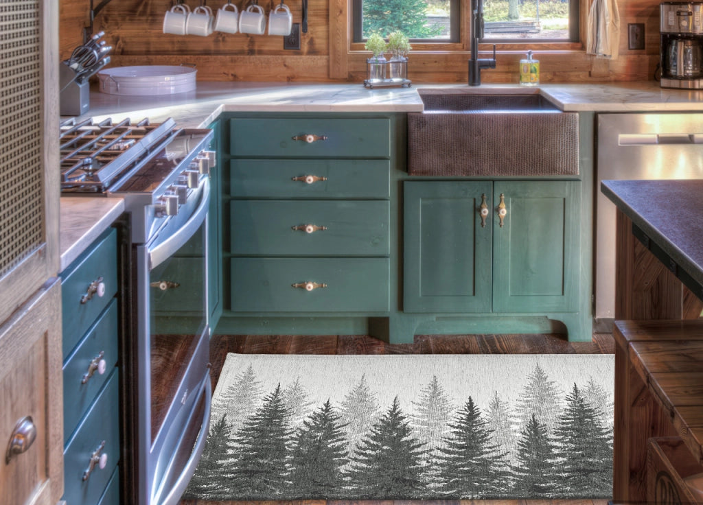Tappeto Passatoia Cucina Corsia Retro Antiscivolo Disegno Abeti By Suardi - 55x280 - Grigio