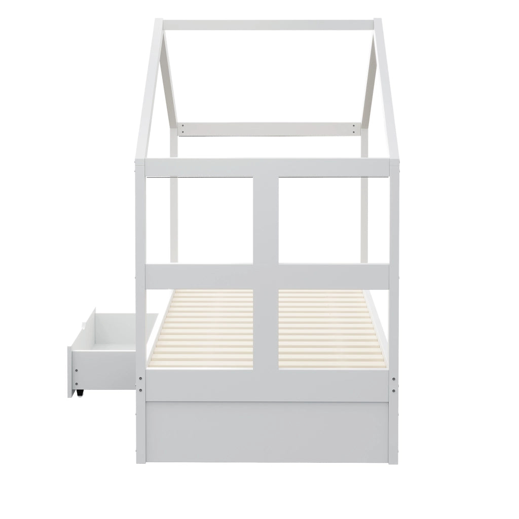 LETTO multifunzione 90x190 cm con cassetto, scarpiera e LED bianco